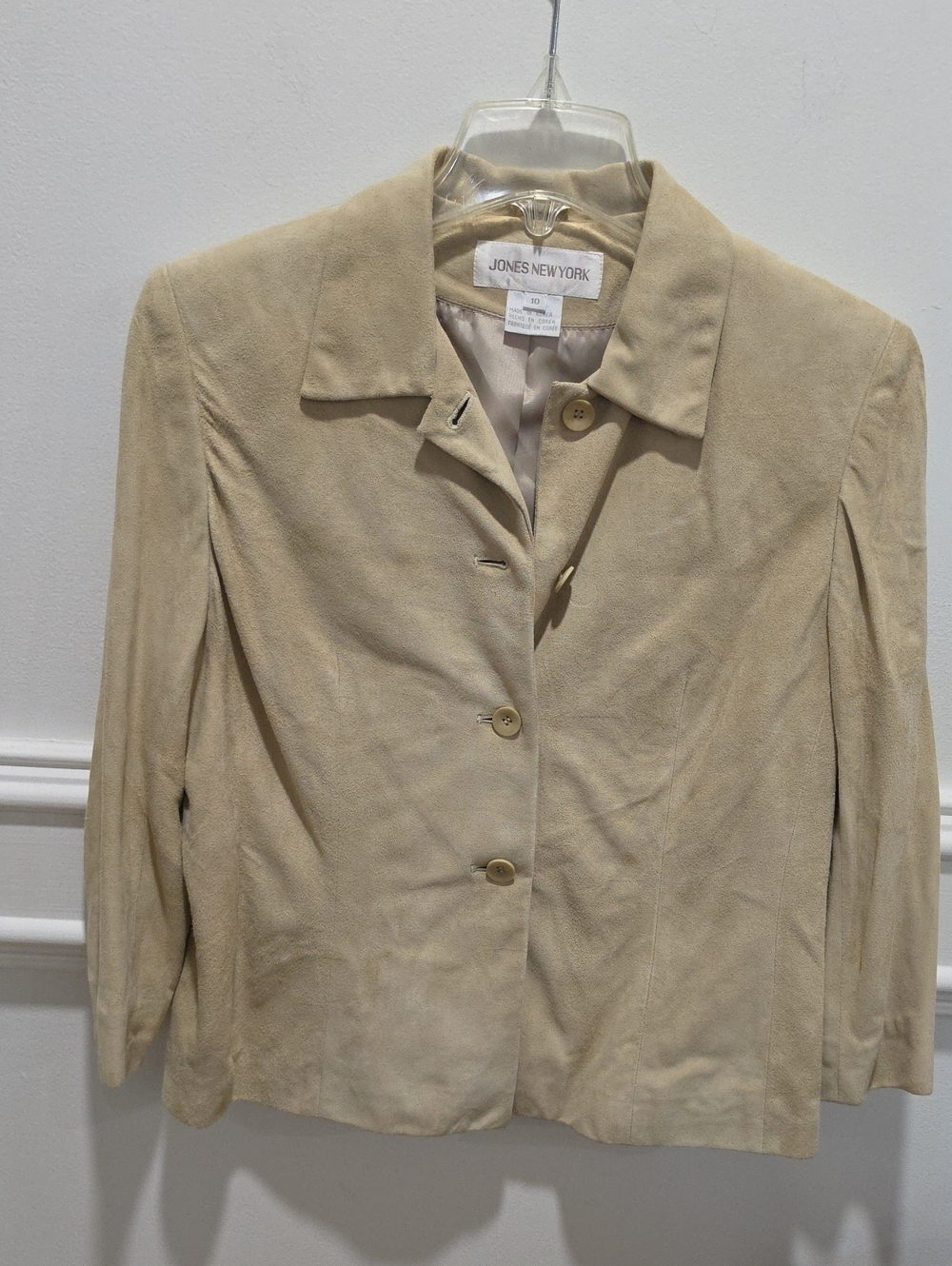 Jones New York Women's Light Beige Button-Front Blazer
